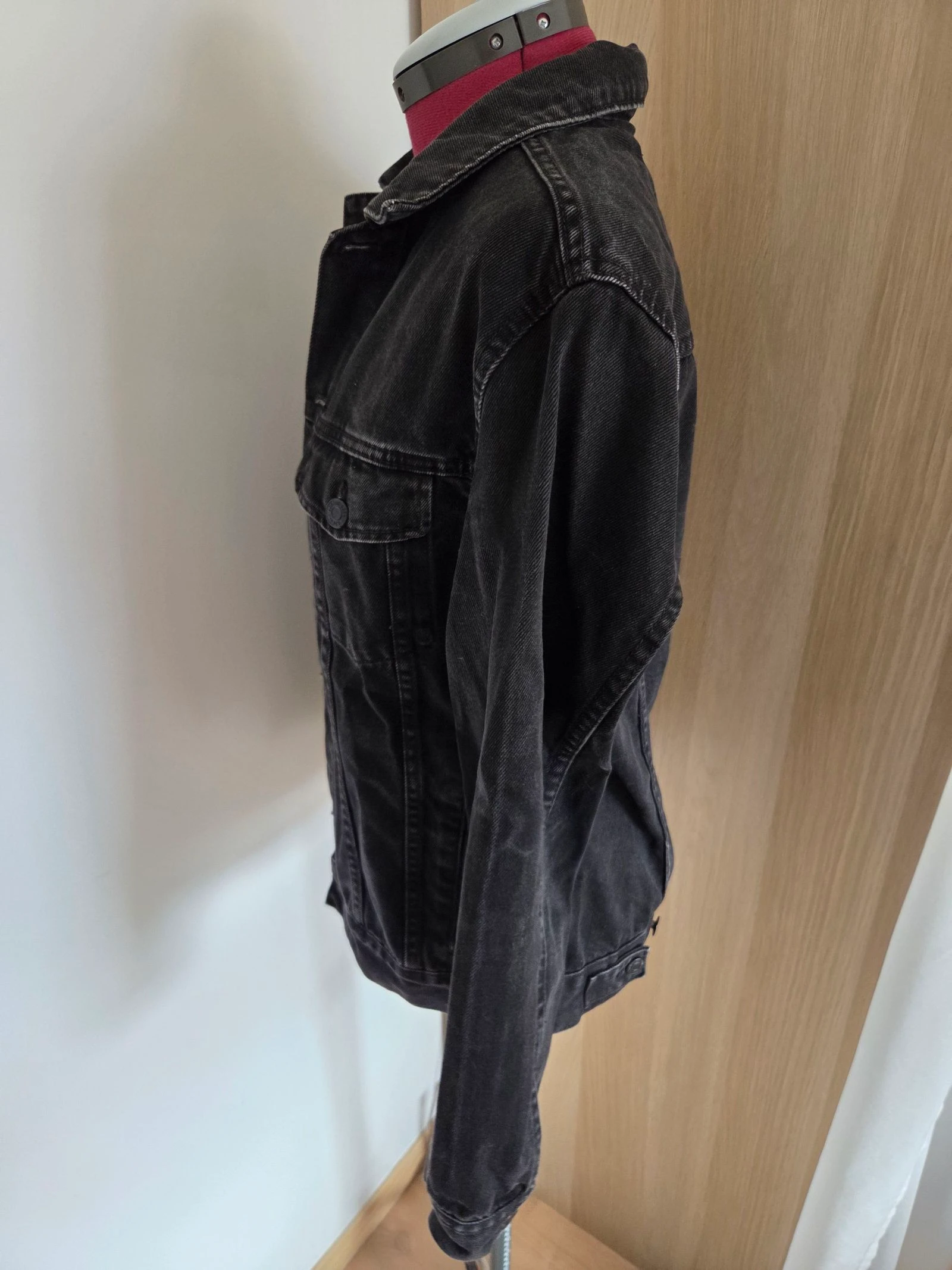 Oversized black denim jacket size XS H&M – photo 4